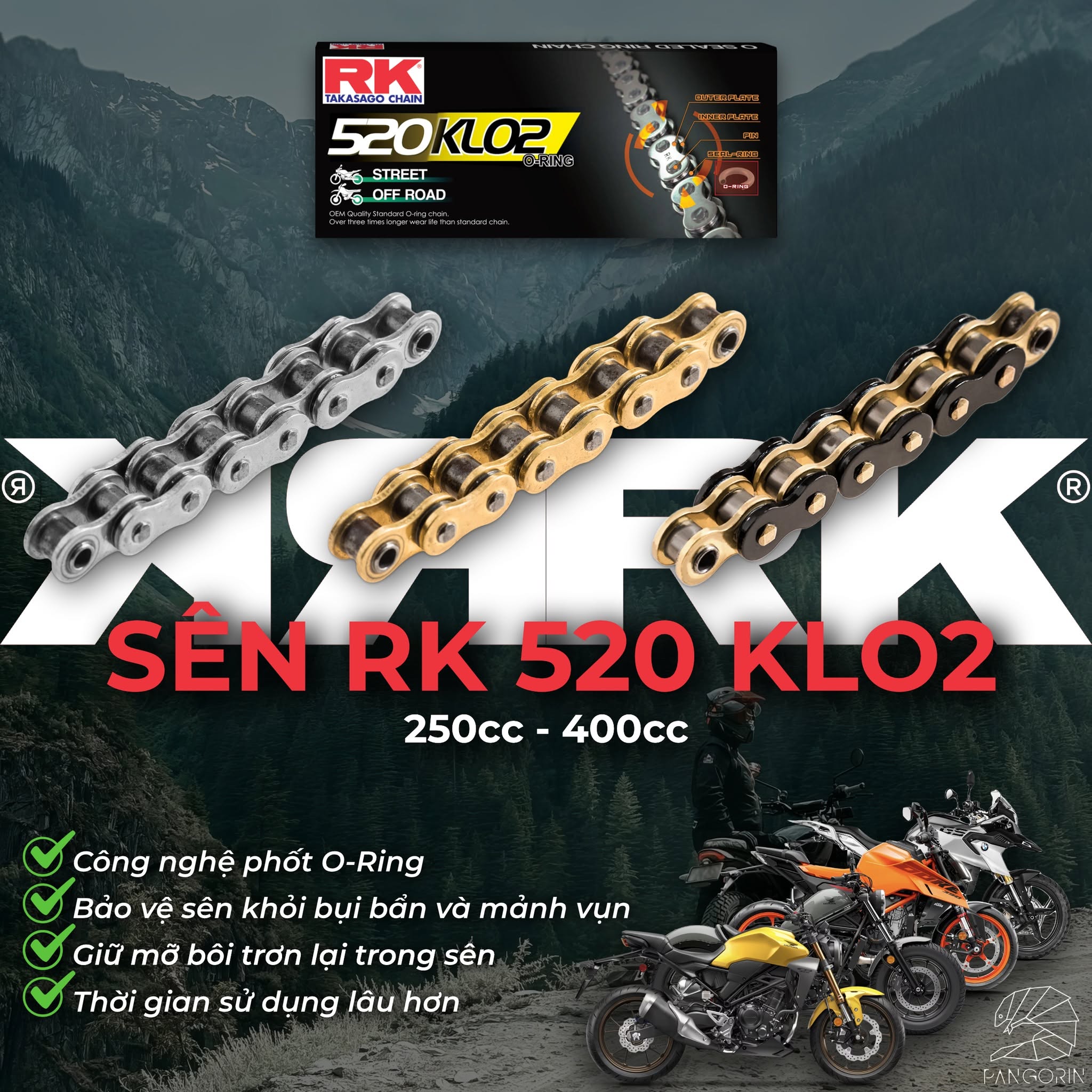 🏔️ BỀN BỈ TRÊN MỌI CUNG ĐƯỜNG CÙNG SÊN PHỐT O-RING RK 520 KLO2! 🏍️💨
